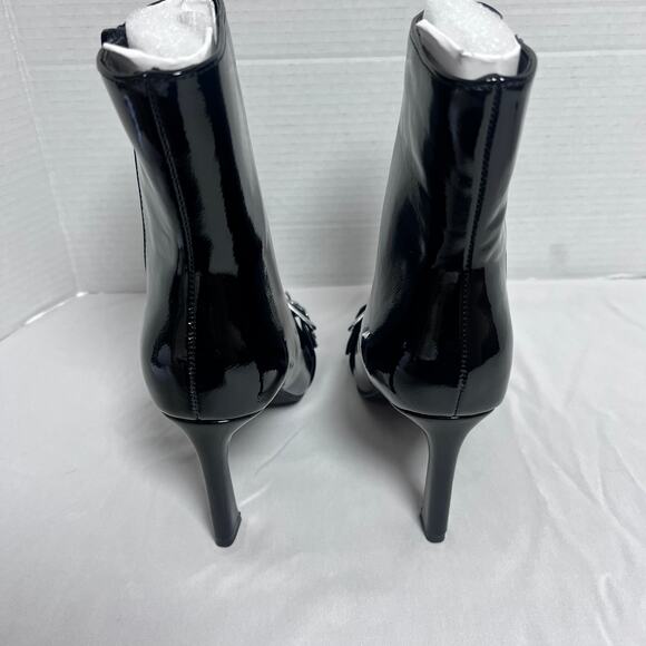 Fashion Nova Gutter Black Leather Ankle Boots Women’s 6 Pointed Toe Buckle - Picture 3 of 7